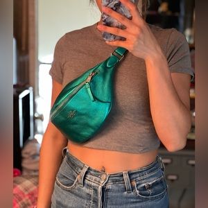 Metallic Emerald Green Leather Coach fannypack